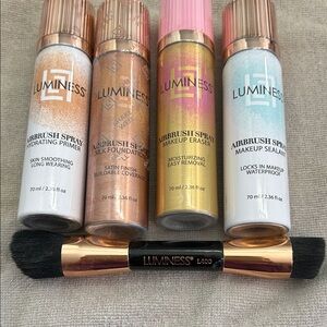 Luminess Airbrush Primer,Eraser and Sealant Makeup Set with Brush. All NWOT.